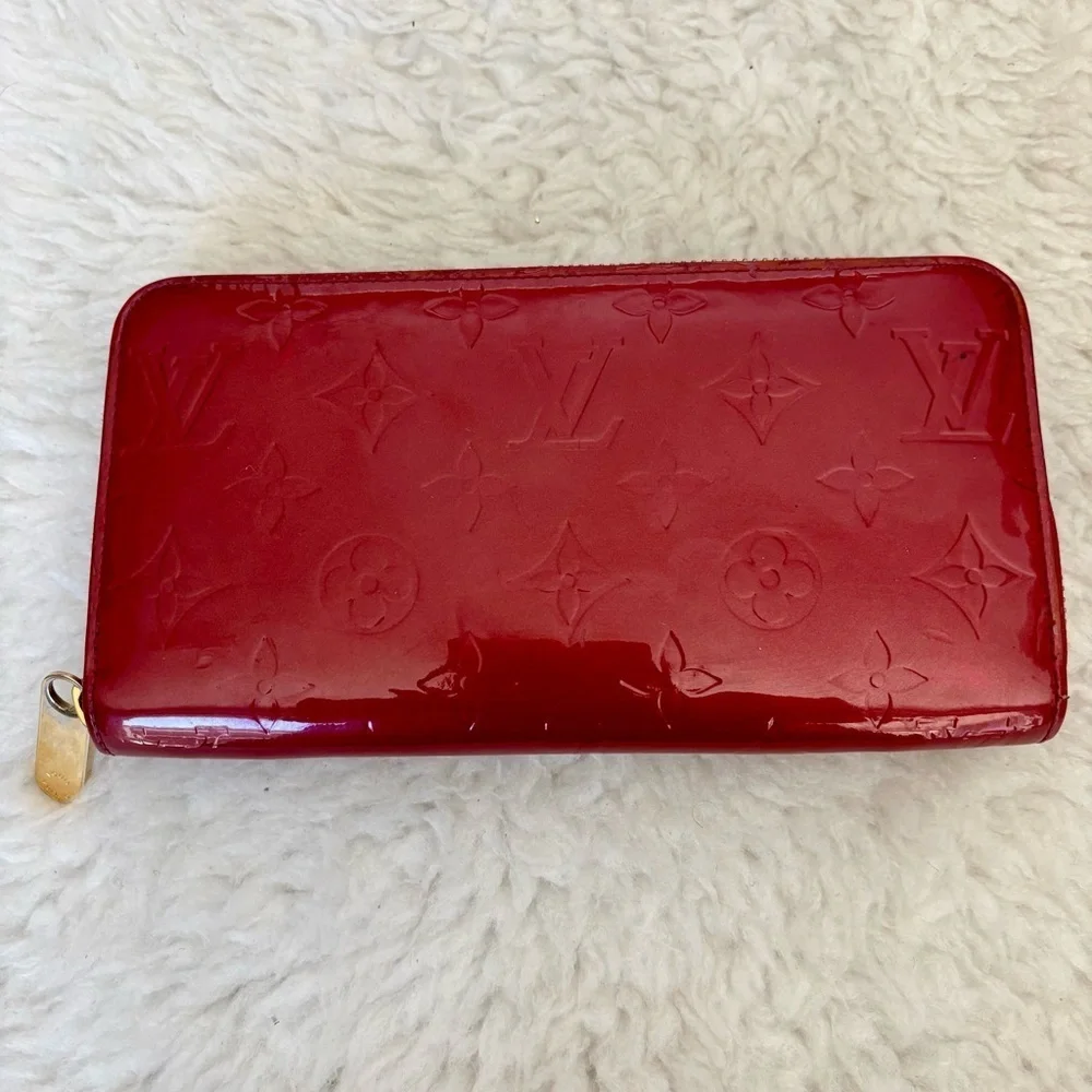 Louis Vuitton Cherry Red Vernis Zip Around Long Wallet